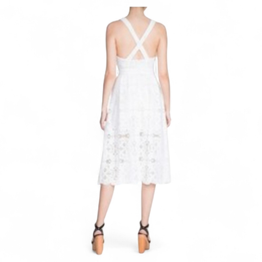 Nwt Maje Rimani White Ecru Lace Sleeveless Blogger Favorite Midi Dress - Size 3